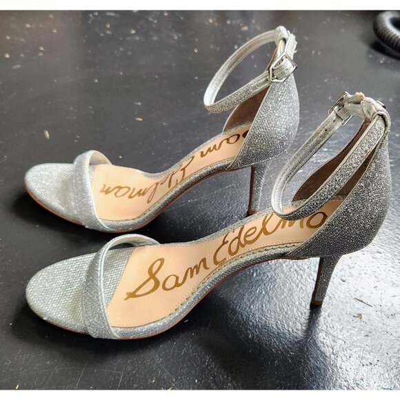 Sam Edelman Heeled Patti Sandals in Silver  US Size 8 - Picture 3 of 5